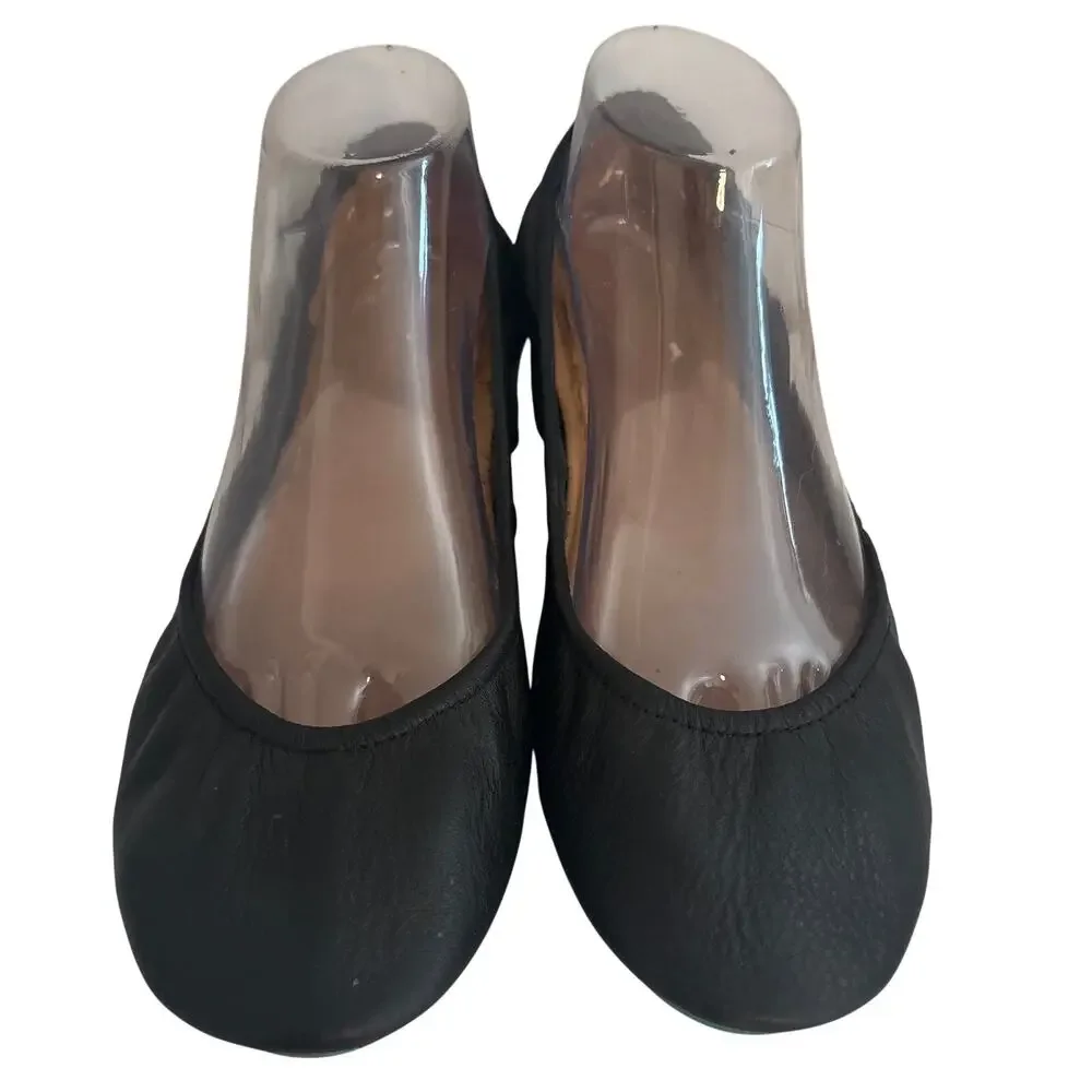 TIEKS Black Italian Nappa Leather Soft Ballet Flats Luxury Minimalist MSRP $210